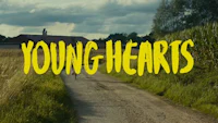 the words young hearts on a dirt road