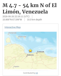 a map showing the location of an earthquake in el limon, venezuela
